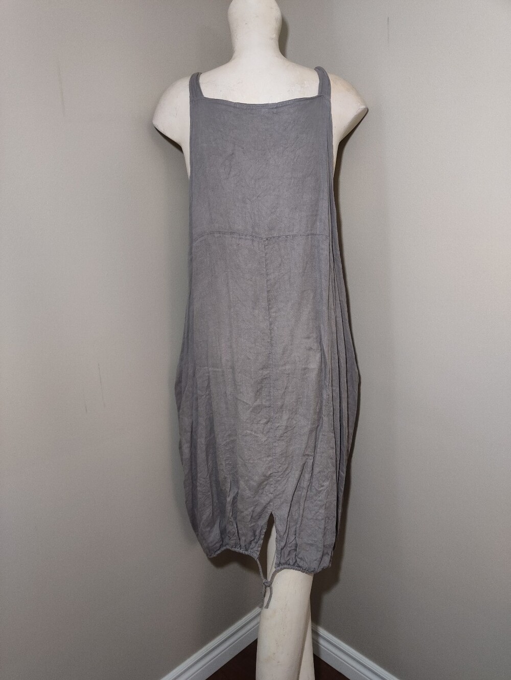 Orange Amore Made in Italy 100% Linen Bubble Hem Dress L/XL Balloon Hem Pockets - Picture 5 of 12